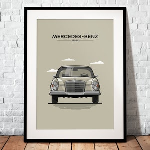 Mercedes-Benz 280 SE como cartel | El regalo perfecto para cualquier fan de Mercedes | Póster impreso en papel mate de 200g | ilustración