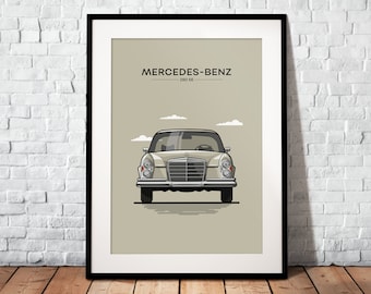 Mercedes 280 SE poster | The perfect gift for every Mercedes fan | Poster printed on matte 200g paper | Illustration