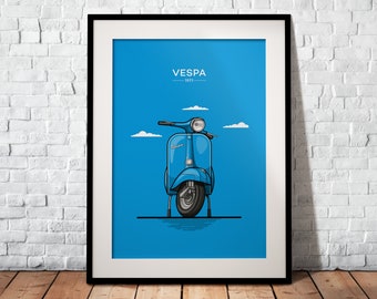 The Vespa as a premium poster | The perfect gift for every scooter fan | Poster printed on matte 200g paper | Illustration