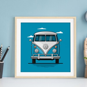 VW Bulli T1 Premium poster on matt 200g paper Illustration dream car Gift image 3