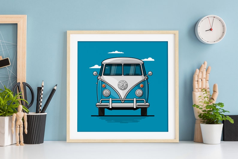 VW Bulli T1 Premium poster on matt 200g paper Illustration dream car Gift image 3