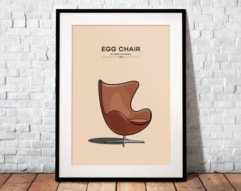Egg Chair as Premium Poster | The perfect gift for any design fan | Poster printed on matte 200g paper | illustration