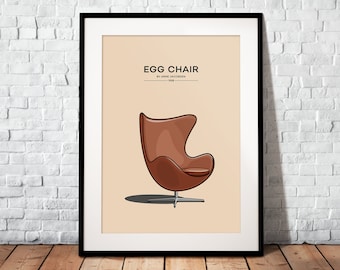 Egg Chair as a premium poster | The perfect gift for every design fan | Poster printed on matte 200g paper | Illustration