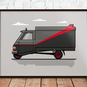 A-Team Piaggio Ape | The perfect gift for any 80s fan | Poster printed on durable matte 200g paper | Illustration
