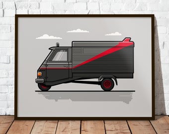 A-Team Piaggio Ape | The perfect gift for any 80s fan | Poster printed on durable matte 200g paper | Illustration