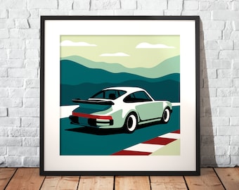The Porsche 911 Turbo as a premium poster on matt paper | Illustration | Dream car | Gift