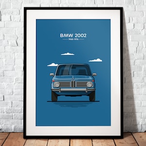 BMW 2002 como cartel | El regalo perfecto para todos los fans de BMW | Póster impreso en papel mate de 200g | ilustración