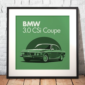La BMW 3.0 CSi Coupé come poster premium su carta opaca | Illustrazione | macchina da sogno | Regalo