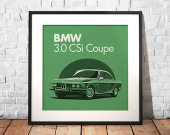 The BMW 3.0 CSi Coupe as a premium poster on matte paper | Illustration | dream car | Gift