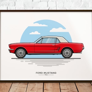 Ford Mustang | The perfect gift for every pony car fan | Poster printed on durable matte 200g paper | Illustration