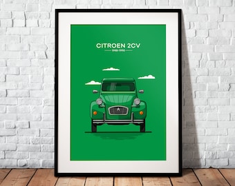 Citroen 2CV as Poster | The perfect gift for every Citroen fan | Poster printed on matte 200g paper | illustration