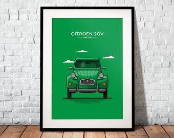 Citroen 2CV poster | The perfect gift for every Citroen fan | Poster printed on matte 200g paper | Illustration