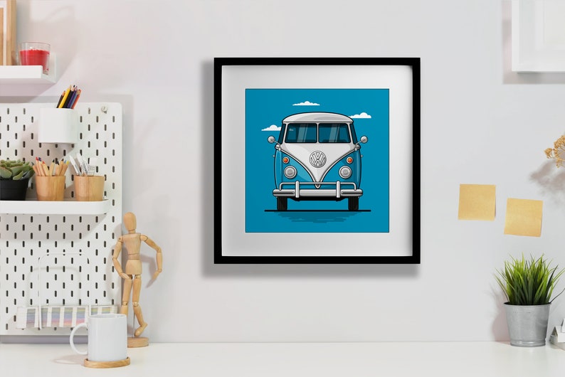 VW Bulli T1 Premium poster on matt 200g paper Illustration dream car Gift image 5
