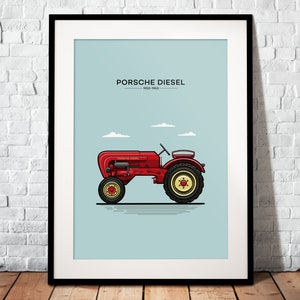 Il trattore Porsche come poster premium | Il regalo perfetto per ogni appassionato di trattori | Poster stampato su carta opaca da 200 g | illustrazione