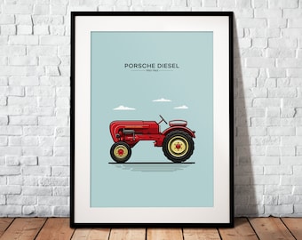 The Porsche tractor as a premium poster | The perfect gift for every tractor fan | Poster printed on matte 200g paper | Unframed