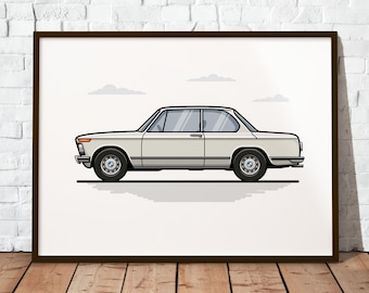 BMW 2002 | The perfect gift for every BMW fan | Poster printed on durable matte 200g paper | Illustration