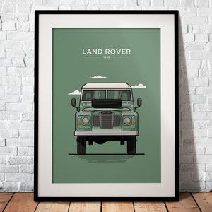 El Land Rover como cartel premium | El regalo perfecto para cualquier fan de Landy | Póster impreso en papel mate de 200g | ilustración