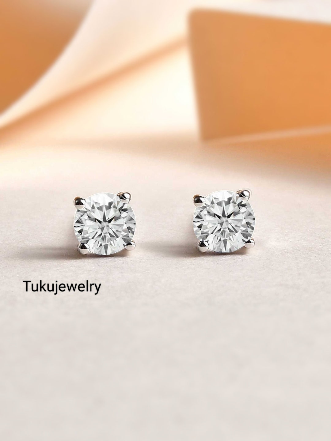 Diane Stud Earrings in Bright Silver