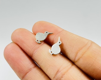 Sterling Silver Kiwi Bird Stud Earrings, Nature Inspired Jewelry