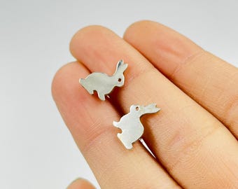 Orecchini A Borchia Argento 925 Con Coniglietto | Pendant Orecchini A Perno Per Donna | Gioiello Carino E Originale