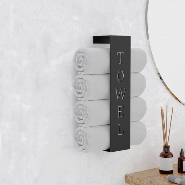 Bathroom Towel Rack | Bath Towel Rack | Black Towel Shelf | Hand Towel Holder | Bathroom Towel Storage | Wall Mounted Towel Rack