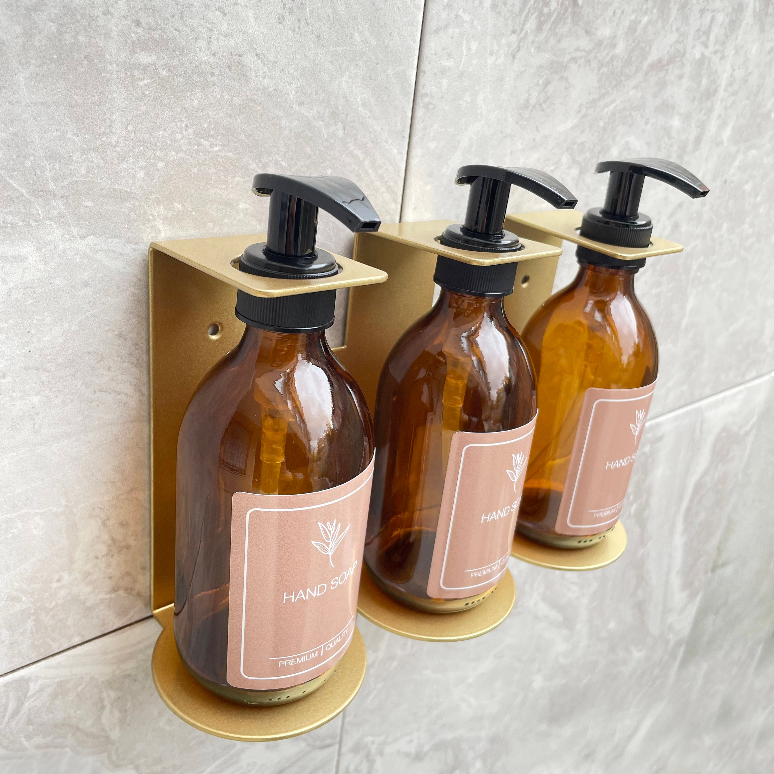 Gold Triple Wall Mounted Pump Bottle Holder Soap Dispensers - Etsy