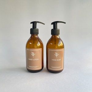 300 Ml Amber Glass Bottle with Pump Set of 6