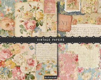 Vintage Botanical Collage Papers - Digital Download