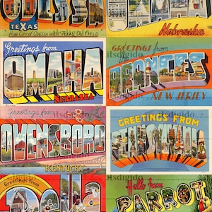 Teil 3 - Amerika Staaten Städte Postkarten Digital Kit Druckbare Souvenir Gruß Digikit Ephemera Scrapbooking Junk Journal Digitaler Download