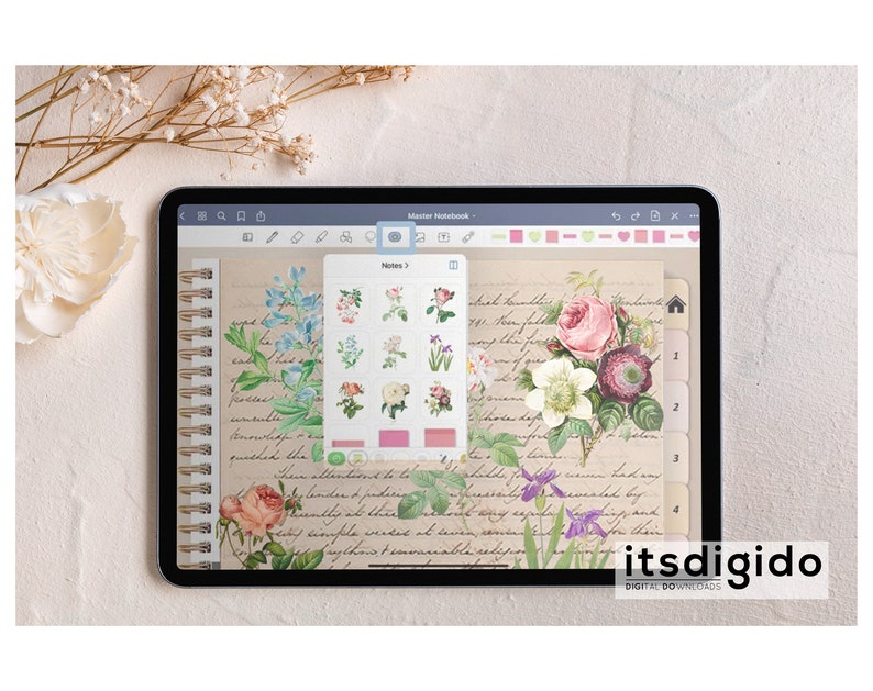 65 Vintage Flowers PNG Images, Fussy Cut Clipart, Digital Stickers for Note Apps, Junk Journals, Scrapbooking, Digital Download image 4