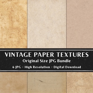 6 Vintage Paper Texture, Brown Digital Paper Texture, Procreate Paper Texture Bundle, Photoshop Overlay, Scrapbook, Instant Download