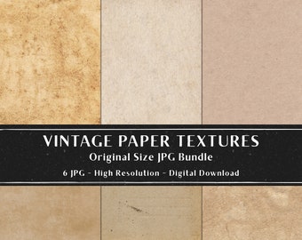 6 Vintage Paper Texture, Brown Digital Paper Texture, Procreate Paper Texture Bundle, Photoshop Overlay, Scrapbook, Instant Download