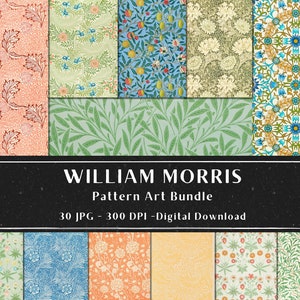 Puede incluir: Un paquete de descarga digital de 30 impresiones de arte de patrones de William Morris. Las impresiones presentan una variedad de dise&ntilde;os florales y geom&eacute;tricos en un estilo vintage. Los dise&ntilde;os est&aacute;n en tonos de verde, azul, rojo y amarillo.