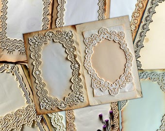 Vintage Lace Effected Digital Kit Printable Antique Lace Papers Digikit Old Ephemera Page Scrapbooking Junk Journal Pages Digital Download