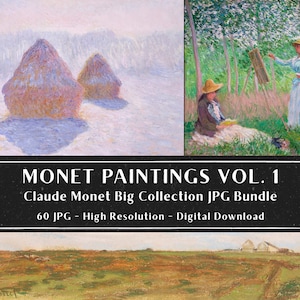 60 Claude Monet Paintings Vol. 1, Monet Paintings Bundle, Monet Printable Wall Art, Commercial Use, Instant Download