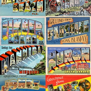 Deel 2: Amerika staten steden ansichtkaarten digitale kit afdrukbare souvenir groet Digikit kortstondige scrapbooking ongewenste dagboek digitale download