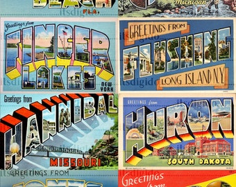 Part 2 - America States Cities Postcards Digital Kit Printable Souvenir Greeting Digikit Ephemera Scrapbooking Junk Journal Digital Download