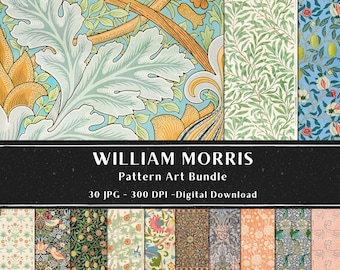 William Morris Pattern Bundle, 30 Vintage Pattern Image, Digital Paper, Instant Download