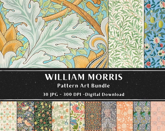 William Morris Pattern Bundle, 30 Vintage Pattern Image, Digital Paper, Instant Download