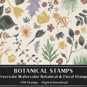 150+ botanische postzegels voortplanten, aquarel bloemenborstel voortplanten, rozen bloemen bladeren, borstelbundel voortplanten, digitale download