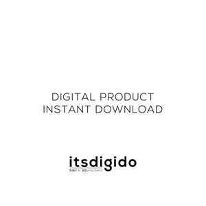 Puede incluir: Texto de descarga instant&aacute;nea de producto digital sobre un fondo blanco con el logotipo "itsdigido" y el texto "Descargas digitales" debajo.