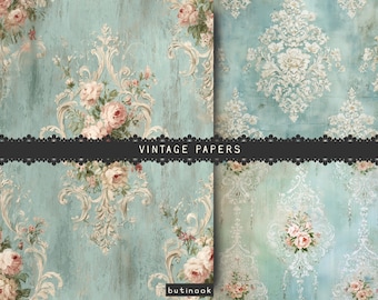 Vintage Blue French Papers - Digital Download
