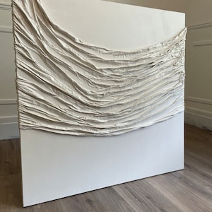 Handmade Plaster Abstract Wall Art: Textured White Canvas, Modern Minimalist Decor