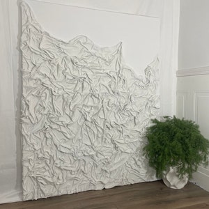 3D Textured Fabric Wall Art: Wrinkled Plaster Canvas, Large Handmade Decor