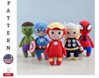 SET 5in1 CROCHET PATTERNS Amigurumi Crochet Patterns / Amigurumi Superheroes
