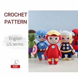 SET 5in1 CROCHET PATTERNS Amigurumi Crochet Patterns / Amigurumi Superheroes