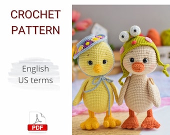 SET 2in1 crochet PATTERNS Amigurumi Chicken and Duck / Amigurumi bird pattern / Easter decor / Easter crochet pattern / DIY easter toys