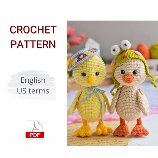 SET 2in1 crochet PATTERNS Amigurumi Chicken and Duck / Amigurumi bird pattern / Easter decor / Easter crochet pattern / DIY easter toys