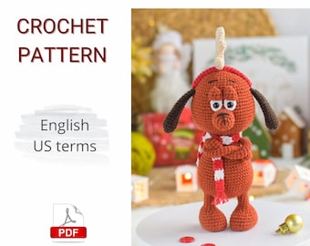 Crochet PATTERN PDF Amigurumi The christmas thief / Crochet Max / Amigurumi dog / Crochet Christmas / Christmas pattern / DIY Christmas gift