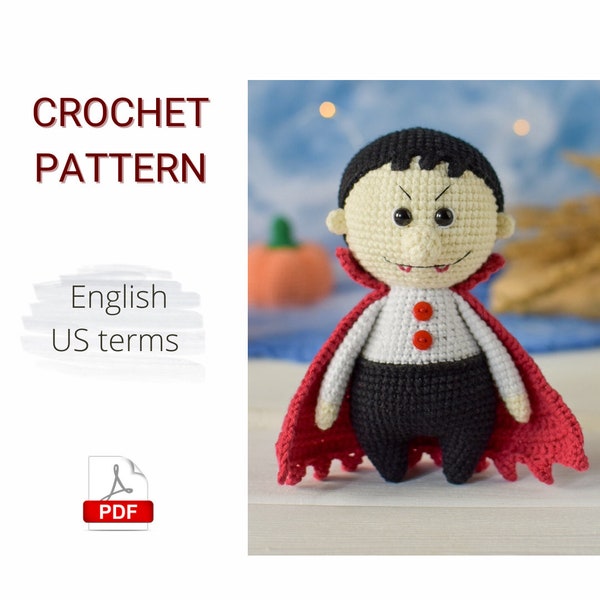 Crochet PATTERN PDF Amigurumi little Dracula/ Crochet Halloween pattern / Amigurumi Halloween/ Cute little vampire / Crochet Vampire pattern